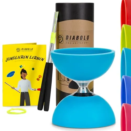 Diabolo Freizeitsport Spiel Diabolo Set Pro (türkis) - Spiele – Ideal für kreative Freizeitgestaltung, fördert Geschicklichkeit und Konzentration, geeignet für Kinder ab 3 Jahren.