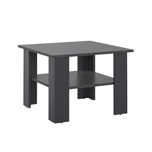 KOMTO Couchtisch Anthrazit Vienna - Moderner 60x60 Beistelltisch - Beistelltisch fürs Wohnzimmer mit stabiler Konstruktion und zusätzlichem Stauraum, ideal für eine moderne Einrichtung.