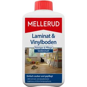 Mellerud Bodenpflege Reiniger und Pflege Konzentrat 1L - Bodenreiniger für Laminat und Vinyl, reinigt effektiv und schützt mit nässe- und schmutzabweisender Wirkung. Erhält die Optik und sorgt für seidenmatten Glanz.