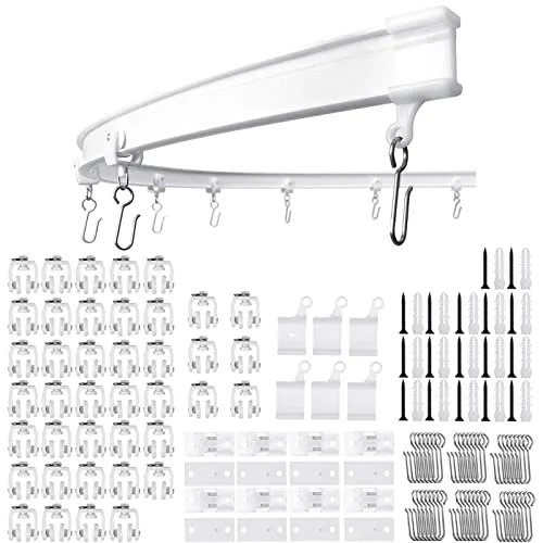 Flexible Decken-Vorhangschiene 5m mit stummen Rollen - Vielseitige Vorhangschiene für Duschen, Erkerfenster und Raumteiler. Biegsam und stabil, ideal für individuelle Raumgestaltungen. Einfache Installation und leises Gleiten sorgen für Komfort.