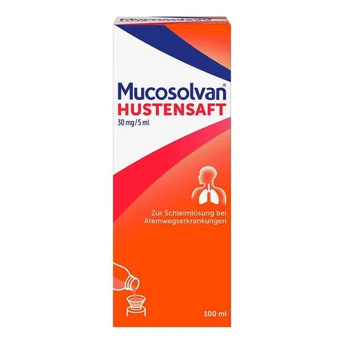 Mucosolvan Saft 30mg/5ml - 100 ML - Arzneimittel zur Schleimlösung bei Atemwegserkrankungen. Wirkt effektiv bei zähem Schleim und erleichtert das Abhusten. Ideal für akute und chronische Bronchial- und Lungenerkrankungen.