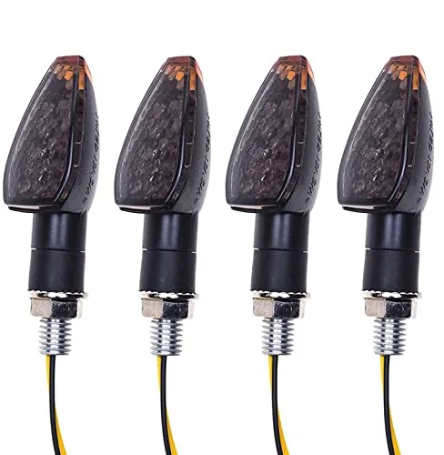 SFONIA 4 Stück Motorrad Blinker Licht, 12V 14LED Blinkerleuchten, E Geprüft Wasserdicht Universal Scooter Quad Cruiser Off Road (Rauch)