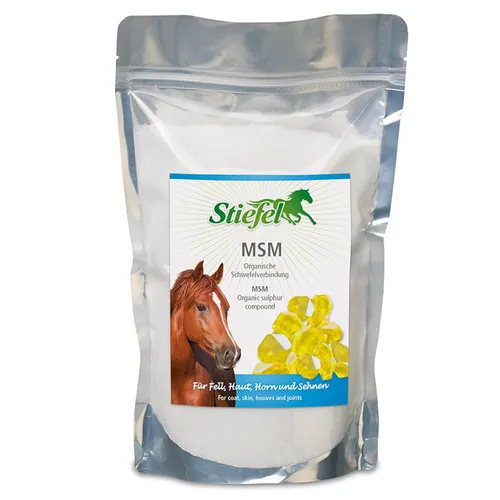 Stiefel MSM für Pferde - 1kg wiederverschließbarer Beutel, optimale Pflege für Fell, Haut, Horn und Gelenke