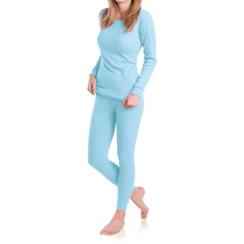 MT Damen Ski- & Thermowäsche Set - warme Unterwäsche Langarm mit weicher Innenseite - Ice Blue L