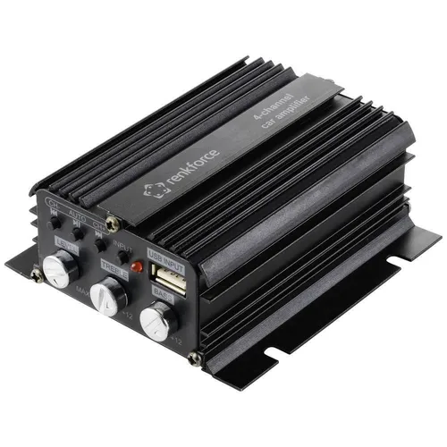 Renkforce RF-CMP-204 4-Kanal Endstufe 200 W - Car-HiFi-Endstufen mit Bluetooth- und USB-Audiowiedergabe, ideal für satten Sound im Auto und individuelle Lautstärke- sowie Klangregelung.