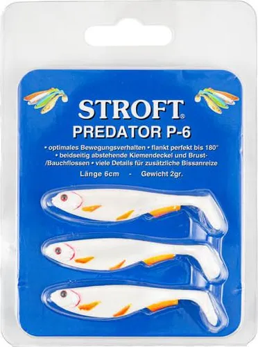 Stroft Predator P-6 Gummifisch 6cm 3 Stück White Fire Fin