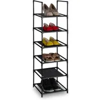 Relaxdays Schuhregal Stahl Vlies PP Schwarz Grau Schmal 6 Ebenen 106 cm x 33 cm x 33 cm 0,8 kg