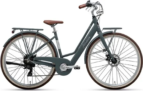 Adriatica Elektro-Citybike RETRO 28 Zoll, grau - E-Bike mit schickem Retro-Design und leistungsstarkem 250W Hinterradmotor. Ideal für Stadtfahrten, ausgestattet mit 6-Gang Schaltung und hellem LED-Licht für Sicherheit.