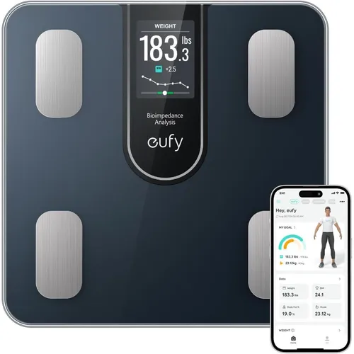 Smart-Waage Anker Eufy C20, TFT-Display, Bluetooth, 16 Messwerte, BMI, Schwarz