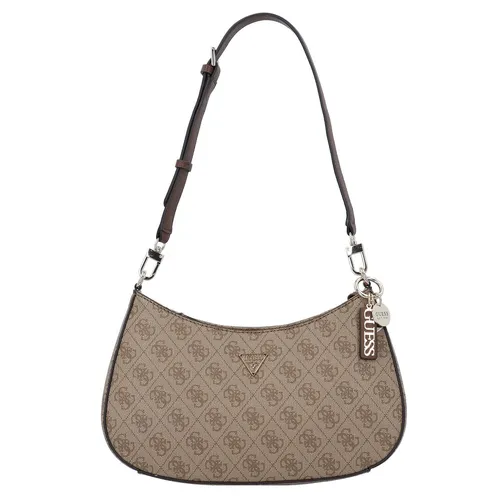 GUESS Umhängetasche Noelle II Latte Logo/Brown - Handtasche mit modernem Design und cleverer Funktionalität, inklusive verstellbarem Schulterriemen für optimalen Tragekomfort und vielen Fächern für Ordnung.