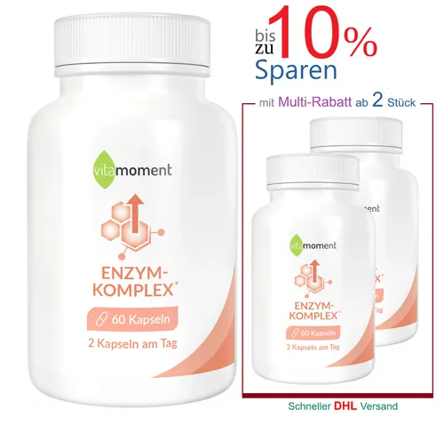 Enzym Komplex 60 Kapseln – Hochwertige Nahrungsergänzung - 60 Kapseln für die tägliche Unterstützung der Verdauung. Ideal für eine ausgewogene Ernährung und einfach in der Anwendung.