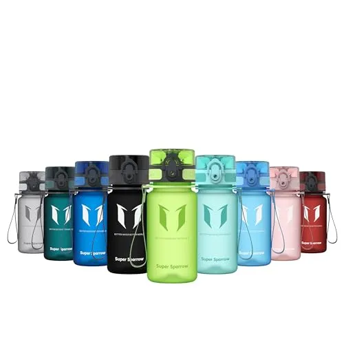 Super Sparrow Trinkflasche - Tritan Wasserflasche - 350ml - BPA-frei - Ideale Sportflasche - Schnelle Wasserdurchfluss, Flip Top, öffnet Sich mit 1-Click