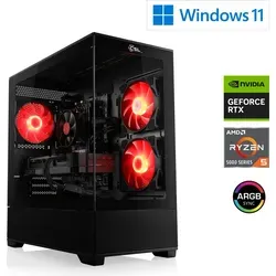Gaming PC M13010H mit AMD Ryzen 5 5500 und NVIDIA RTX 3050 - Leistungsstarker Gaming PC für flüssiges Full HD-Gaming mit 32 GB RAM und 1 TB M.2 SSD. Ideal für Gamer und kreative Anwendungen, bereit für Windows 11.