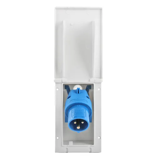 CEE Aussensteckdose Einspeisestecker weiß Spritzwasser gesch. 240V 16A Wohnwagen