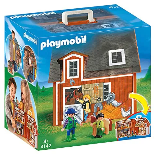 PLAYMOBIL® 4142 - Mein Mitnehm-Bauernhof - Mobiler Bauernhof für Kinder ab 4 Jahren, inklusive vielen Tieren und Zubehör, ideal für unterwegs. Das aufklappbare Stallgebäude dient auch als praktische Transportbox.