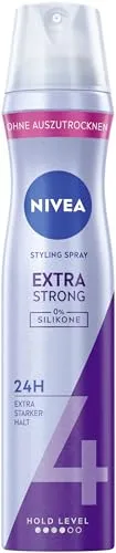 NIVEA Extra Strong Styling Spray, stärkendes Haarspray mit Panthenol & Vitamin B3, zuverlässiger Haarlack für Stylings mit 24h Halt (Haltestufe 4), veganes Pflegespray (250 ml)