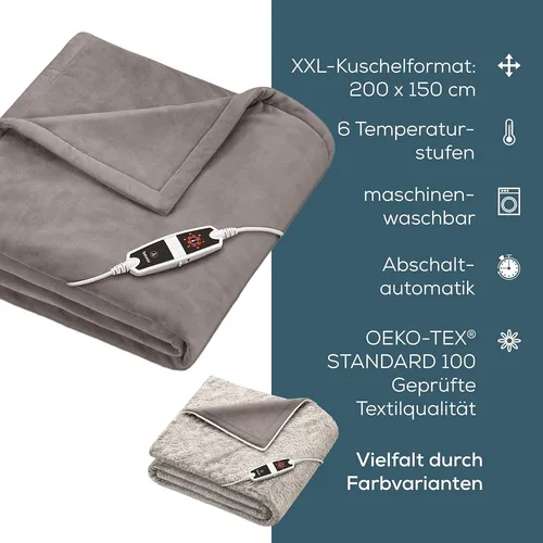 beurer HD150 Heizdecke - cosy taupe, 150 W für wohlige Wärme und entspannende Nächte