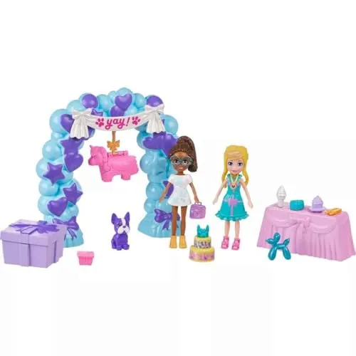 Mattel Polly Pocket Geburtstagsparty (54192254) - Partydekoration für unvergessliche Feiern, inklusive niedlicher Polly Pocket Figuren und Accessoires für kreative Spielmomente.