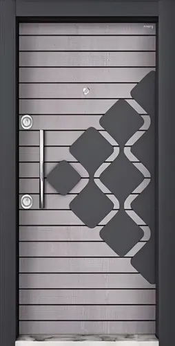Graue Moderne Eingangstür BLX-97 – Robuste Haustür für Ihr Zuhause - Elegante Eingangstür mit 3-dimensional verstellbaren Bändern, hochwertigem Aluminium und thermisch getrennter Bodenschwelle. Ideal für Sicherheit und modernes Design. Lieferung inklusive Stoßgriff und Zylinder.