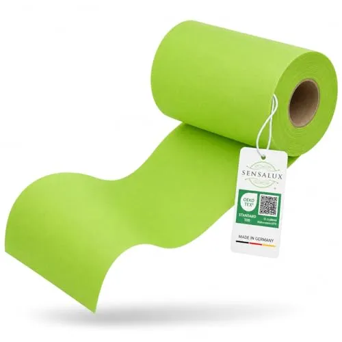 Sensalux Vlies Tischläufer Apfelgrün 15 cm x 25 m, Tischband stoffähnlich, Tischdeko Meterware für Hochzeit Geburtstag Event Catering, Oeko-TEX