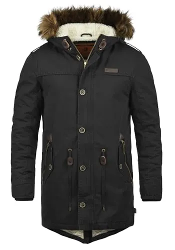 Indicode IDPulsoor Herren Winterjacke Parka - Funktionsjacke mit warmem Teddyfutter, abnehmbarer Fellkapuze und nachhaltiger Baumwolle – ideal für kalte Tage!