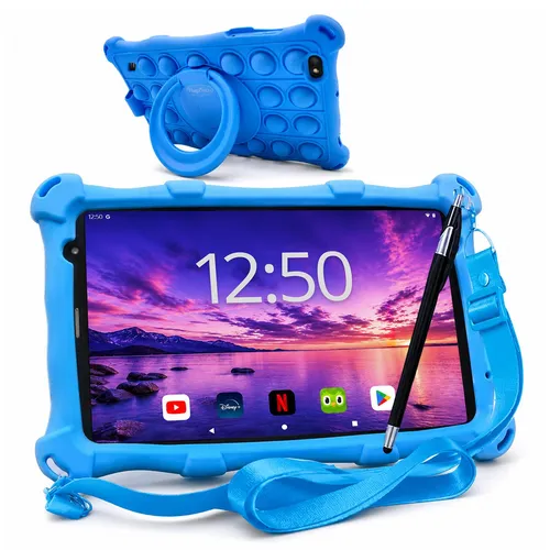 AngelTech Kindertablet PRO MAX - 8 Zoll, Android 13, 4GB RAM - Schnelles 8-Zoll-Kindertablet mit Octa-Core-Prozessor, ideal für sicheres Lernen und Spielen dank elterlicher Kontrolle und robustem Design.