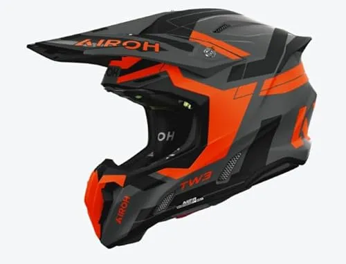 AIROH Offroad-Helm Twist 3 DYNASTY MATTORANGE XS - Hochwertiger Offroad-Helm für Motorräder, gefertigt aus robustem Thermoplast, mit stylischer mattorange Grafik. Ideal für Abenteurer, die Komfort und Sicherheit schätzen.