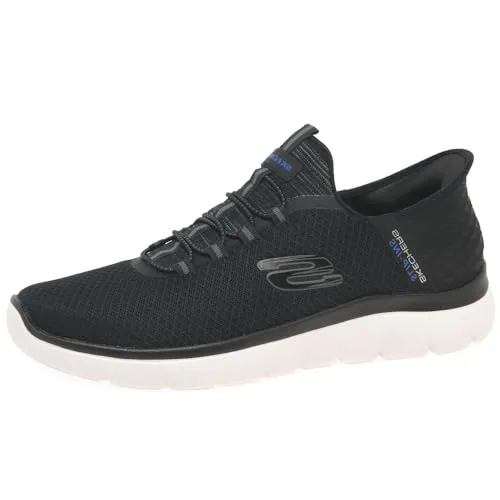 Skechers Summits High Range Herren Sneakers, Schwarz mit Mesh-Trimm - Herren-Sneaker mit leichtem Mesh-Obermaterial, stoßdämpfender Zwischensohle und flexibler Traktionslaufsohle für optimalen Komfort und Beweglichkeit.
