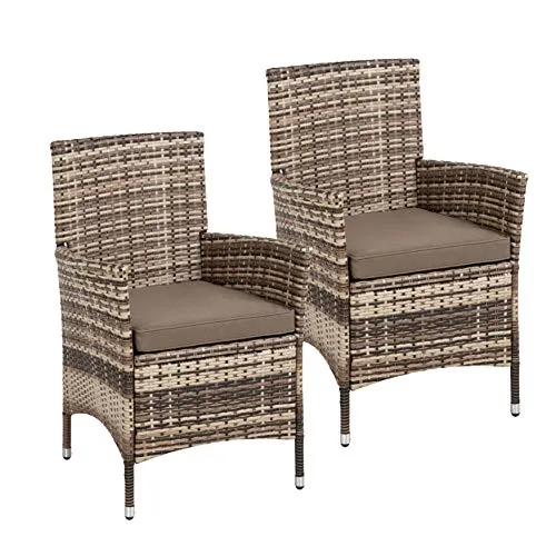 ESTEXO Polyrattan Gartenstuhl Set - 2er Rattanstühle für Balkon und Terrasse - Essstühle aus robustem Polyrattan mit bequemem Sitzkissen, ideal für gemütliche Stunden im Freien. Erhältlich in verschiedenen Farben für jeden Stil.