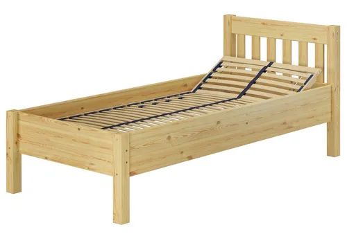 ERST-HOLZ Bett Hohes Massivholzbett Kiefer 100 x 200 - Betten für Senioren: Hohes Massivholzbett aus Kiefer mit verstellbarer Einlegetiefe für optimalen Komfort und erleichtertes Aufstehen.