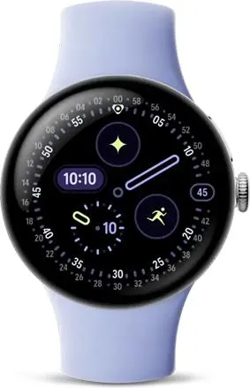 Google Pixel Watch 4 - 41mm 4G Android-Smartwatch - Smartwatch mit GPS und Fitness-Tracker, 4G-fähig, ideal für aktive Nutzer. Stylisches Design in Silber/Lila, perfekt für Android-Nutzer.