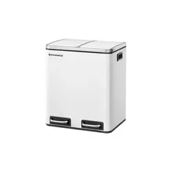 Songmics Mülleimer LTB30WT, 2 x 15 Liter, weiß - Eleganter Treteimer aus Metall für Mülltrennung mit Softclose-Mechanismus. Ideal für Küche und Büro, sorgt für saubere und geruchsfreie Umgebung.