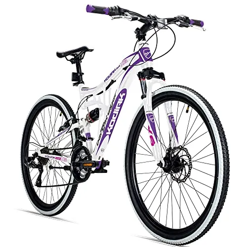 Bergsteiger Mountainbike Kodiak 26 Zoll – Vielseitiges All Mountain Bike - Full Suspension Mountainbike mit 21 Gängen von Shimano, ideal für Abenteuer ab 150 cm Körpergröße. Robuste Bauweise und hervorragende Federung für maximalen Fahrkomfort.