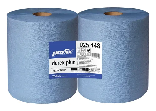 Profix Wischtuch Durex Plus - 3-lagige Industrie-Putztücher - Hochwertige 3-lagige Putztücher in Blau, ideal für professionelle Anwendungen. Jede Rolle enthält 500 Blätter für maximale Effizienz.