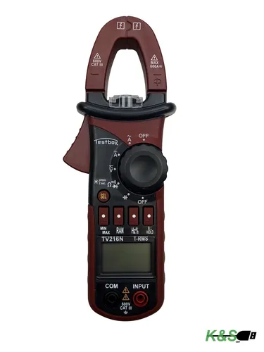1St. Testboy TV 216 N - Digitales Zangenamperemeter mit LED-Taschenlampe, misst bis 600V und 600A, ideal für präzise Elektroarbeiten