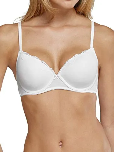 Schiesser Damen Bügel Mit Schale Und Spitze - Pure Cotton BH, Weiss_157412, 75B EU