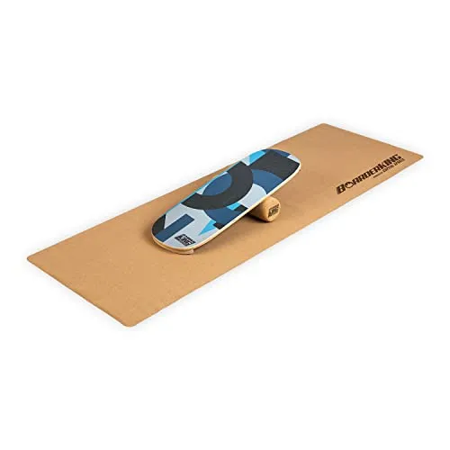 BoarderKING Indoorboard - Balance Board für Indoor-Surfen und Skaten - Balanceboard für effektives NeuroMuscular Response Training, inkl. Schutzmatte für sicheres Training ohne Rutschen und Kratzer auf dem Boden.