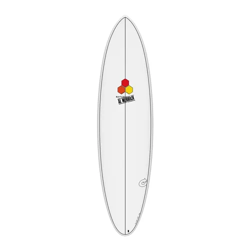 Surfboard CHANNEL ISLANDS X-lite M23 7.4 Weiss Al Merrick - Mini Malibu Surfboard in Weiß, leicht und langlebig für optimale Performance im Wasser.