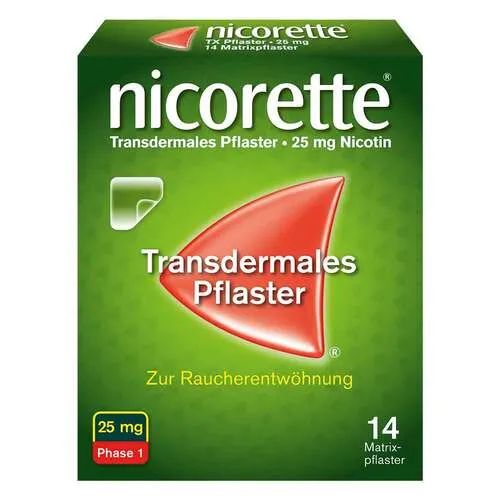 nicorette Nikotinpflaster 25 mg - 14 Stück - Suchterkrankungs-Medikamente zur Raucherentwöhnung, lindert Entzugserscheinungen mit kontrollierter Nikotinabgabe über 16 Stunden.