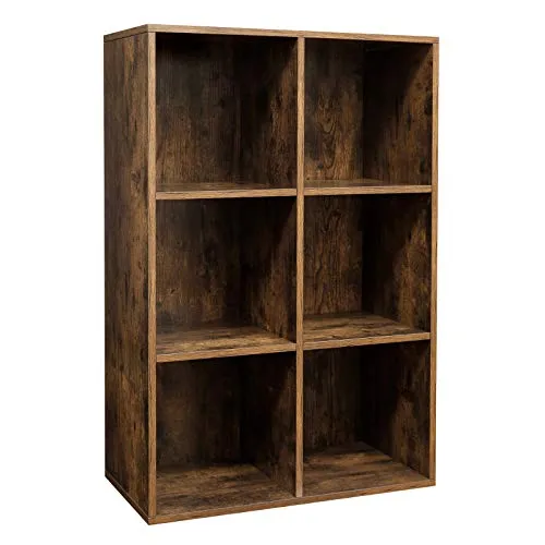 VASAGLE Bücherschrank, Bücherregal, mit 6 Fächern, Büroregal, Würfelregal, Standregal, für Wohnzimmer, Schlafzimmer, Büro, Kinderzimmer, vintagebraun LBC203BX