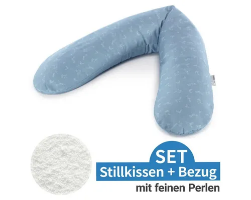 Theraline Das Original Schwangerschaftskissen & Stillkissen 190cm - Vielseitiges Kissen für Schwangere und Stillende, mit geräuscharmen Perlen und waschbarem Bezug – ideal für besseren Schlaf und entspannteres Stillen.