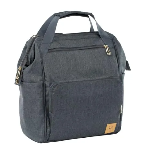 LÄSSIG Baby Wickelrucksack Goldie Backpack, anthrazit - Nachhaltige Wickeltasche mit geräumigen Fächern und wasserabweisender Wickelunterlage, wandelbar von Rucksack zu Umhängetasche – ideal für moderne Eltern.