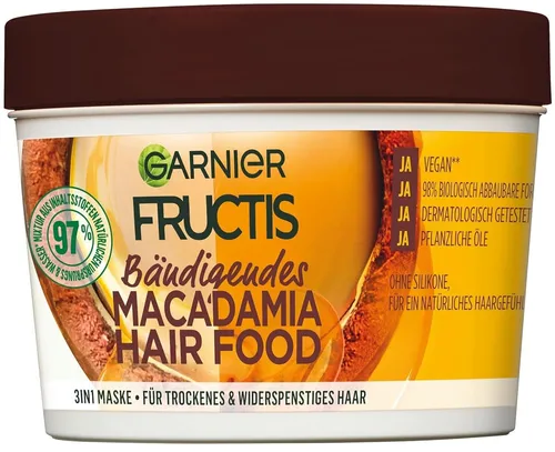 Garnier Fructis Hair Food 3in1 Haarmaske Macadamia (1 x 390ml)