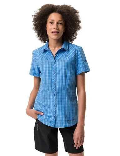 VAUDE WOMEN'S TACUN SHIRT II - Blusentop in Blue Jay - Sportliches Blusentop aus 54% Lyocell, ideal für warme Tage. Mit abgerundetem Saum und kariertem Design, perfekt für lässige Outfits.