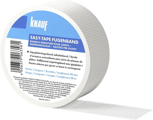 Knauf Gipsfaser-Fugenband easy-tape 20 m x 48 mm - Hochwertiges Gipsfaser-Fugenband für einfache und saubere Verbindungen, ideal für den professionellen Einsatz im Trockenbau.