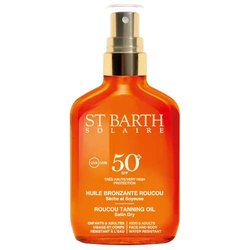 LIGNE ST BARTH Roucou Tanning Oil SPF 50 - Hochwertiger Sonnenschutz - Sonnenöl mit SPF 50, beschleunigt die Bräunung und pflegt die Haut mit natürlichen Ölen. Ideal für Strand, Sport und Stadt, für eine schöne, langanhaltende Bräune.