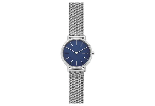 SKAGEN Quarzuhr Edelstahl silberfarben - Elegante Damenuhr mit blauem Zifferblatt und silbernem Edelstahlarmband, wasserdicht bis 3 ATM, ideal für jeden Anlass.