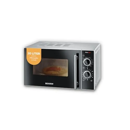SEVERIN 2-in-1 Mikrowelle mit Grill 700 W - vielseitig einsetzbar mit 9 Automatikprogrammen, inklusive Grillrost und einfacher Reinigung