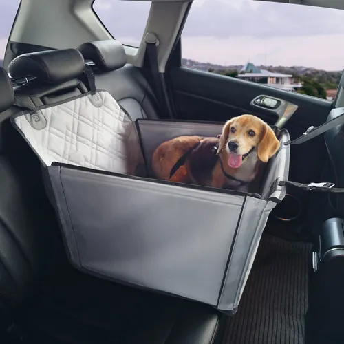 VEVOR Hunde Autositz Grau - Rücksitz Hundesitz für Autos - Sonstiger Hundebedarf - Langlebiger Autositz aus 600D Oxford-Gewebe, einfach zu installieren und bietet Komfort für Haustiere bis 22 kg.