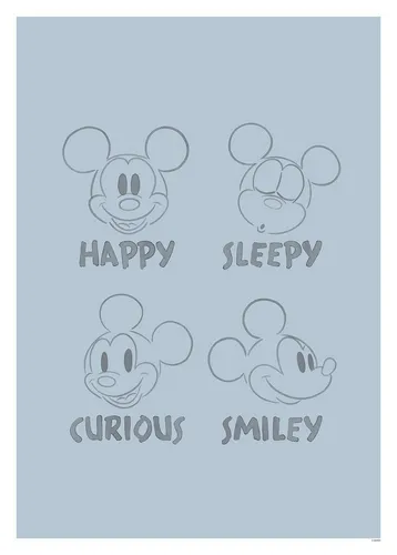 Komar Bild Mickey Blue Emotions, Disney (1 St), Wandbild zur Dekoration im Kinderzimmer - ohne Rahmen